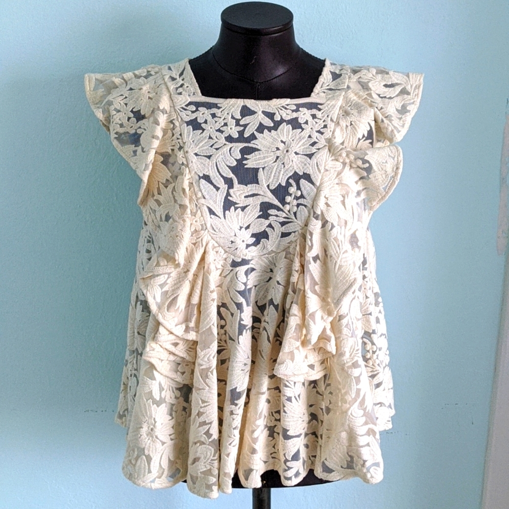 Rebecca Minkoff Mavis Lace Flutter Blouse